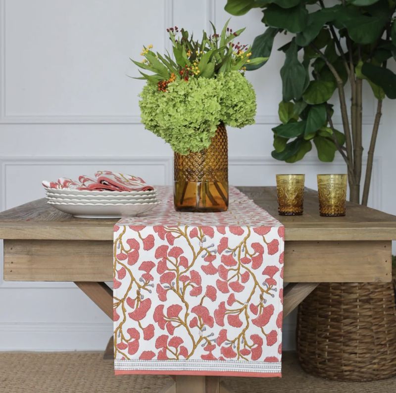 Ginkgo Coral Table Runner