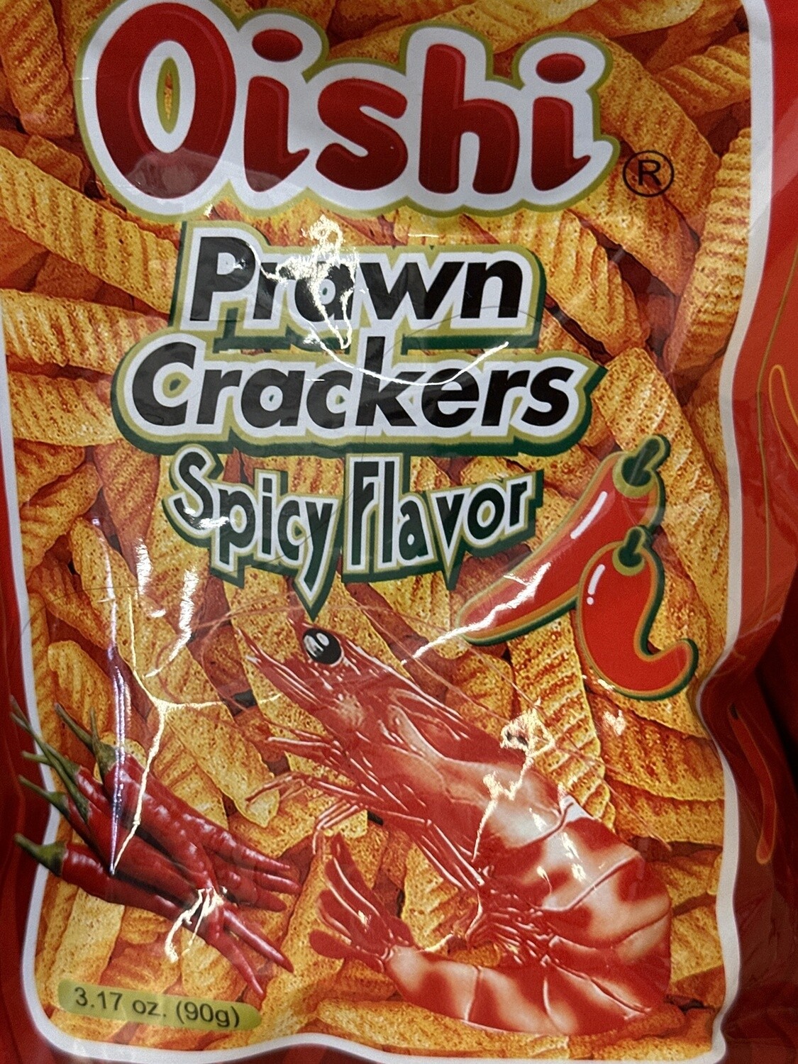 *OISHI PRAWN CRACKERS SPICY FLAVOR 90G