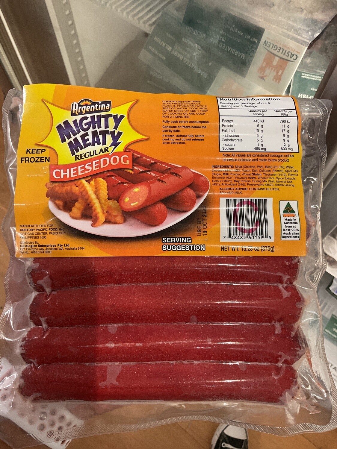 ARGENTINA MIGHTY MEATY CHEESEDOG 375G