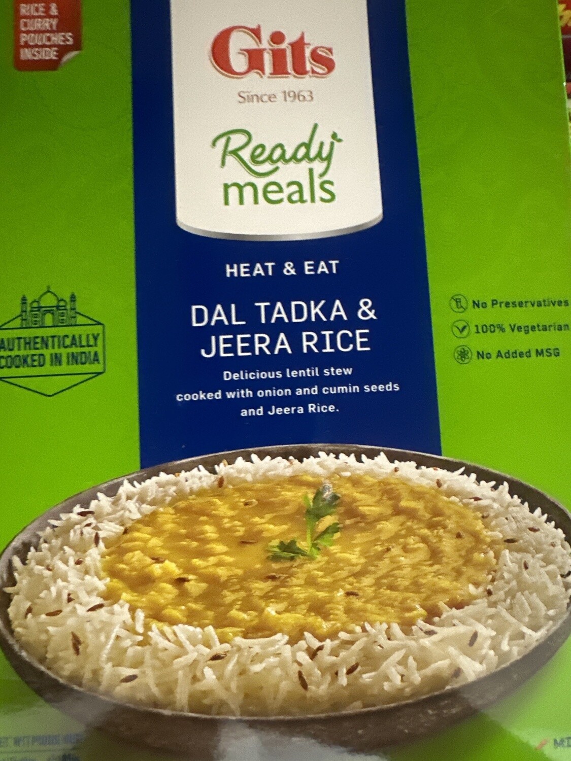 GITS READY MEAL DAL TADKA &amp; JEERA RICE 375G