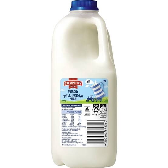 COUNTRY DAIRY MILK FULL CREAM 2L