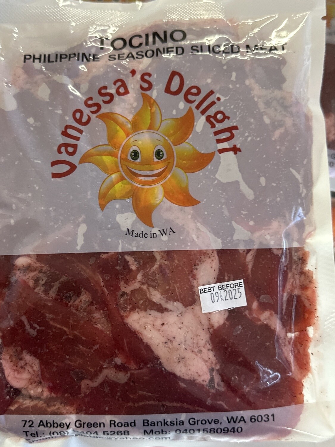VANESSA&#39;S DELIGHT PORK TOCINO MEAT