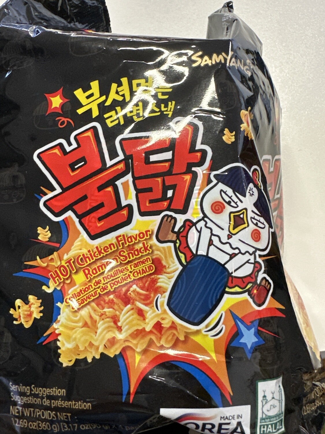 SY HOT CHICKEN FLAVOR RAMEN SNACK 90G X 4PCKS