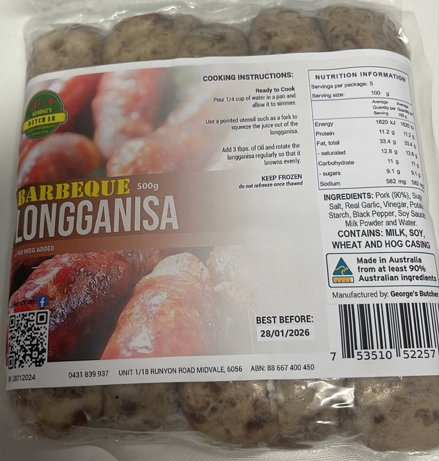 GEORGE&#39;S BBQ FLAVOR LONGANNISA