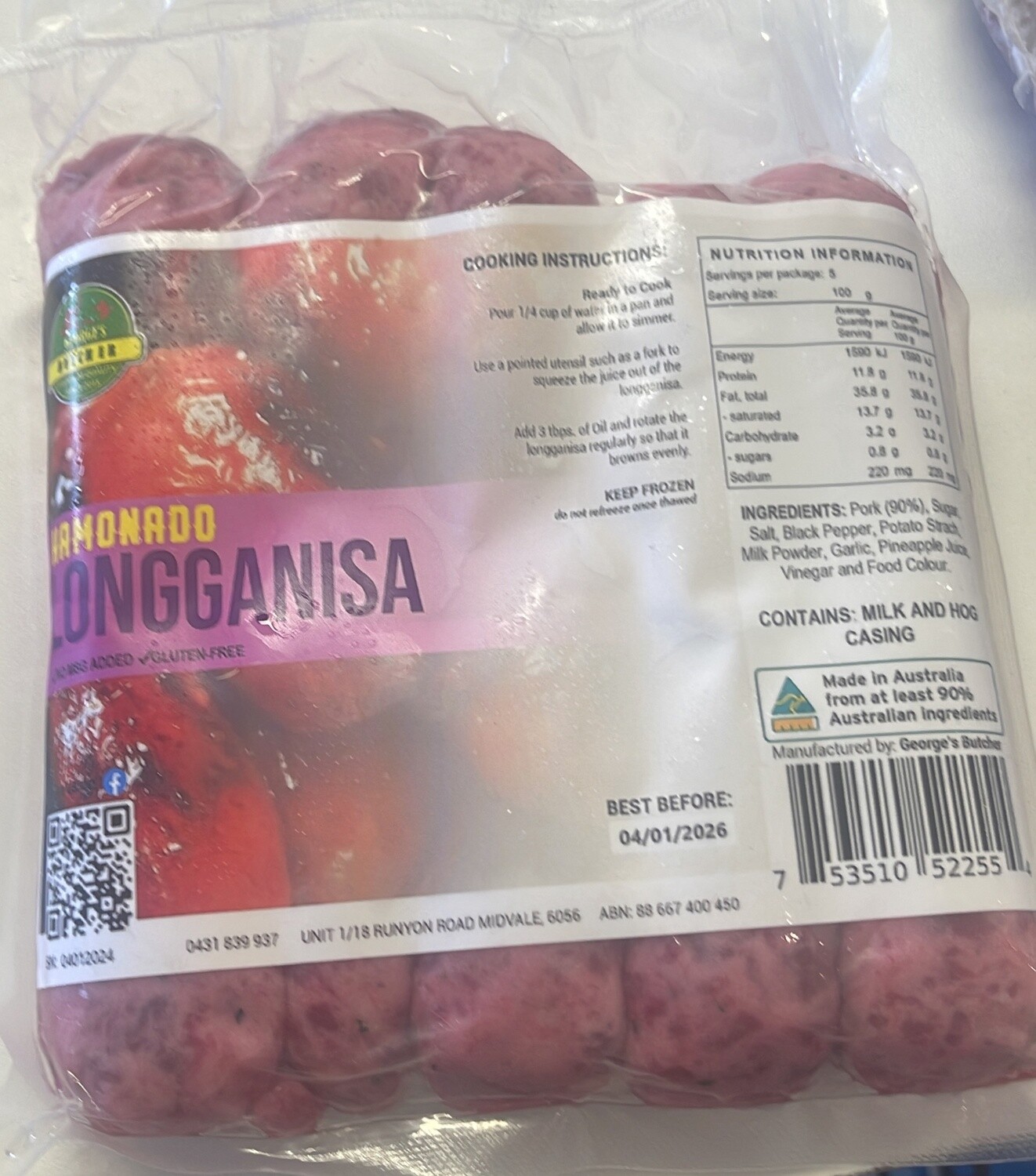 GEORGE&#39;S HAMONADOSKIN  LONGGANISA