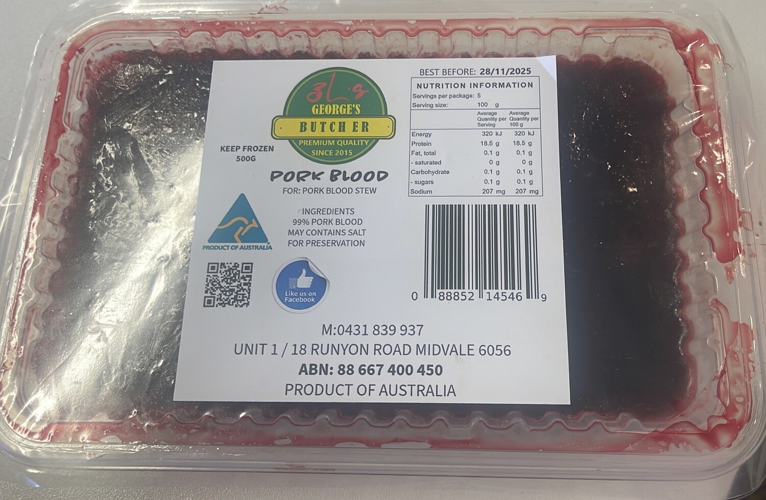 GEORGE'S BUTCHER PORK BLOOD 500G