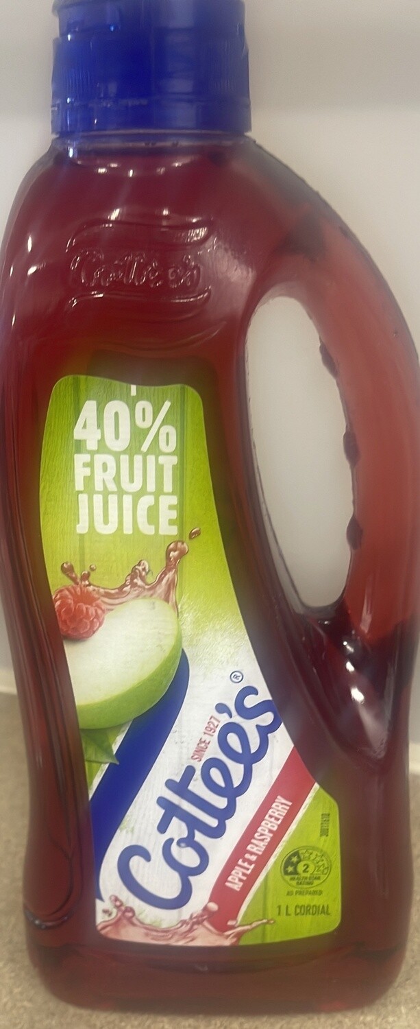 *COTTEES APPLE &amp; RASPBERRY FLAVOUR 1L