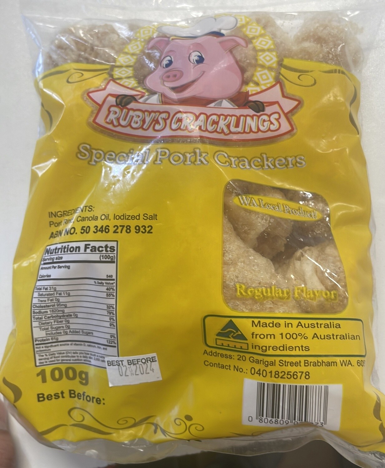 *RUBY&#39;S CRACKLINGS ORIG 100G