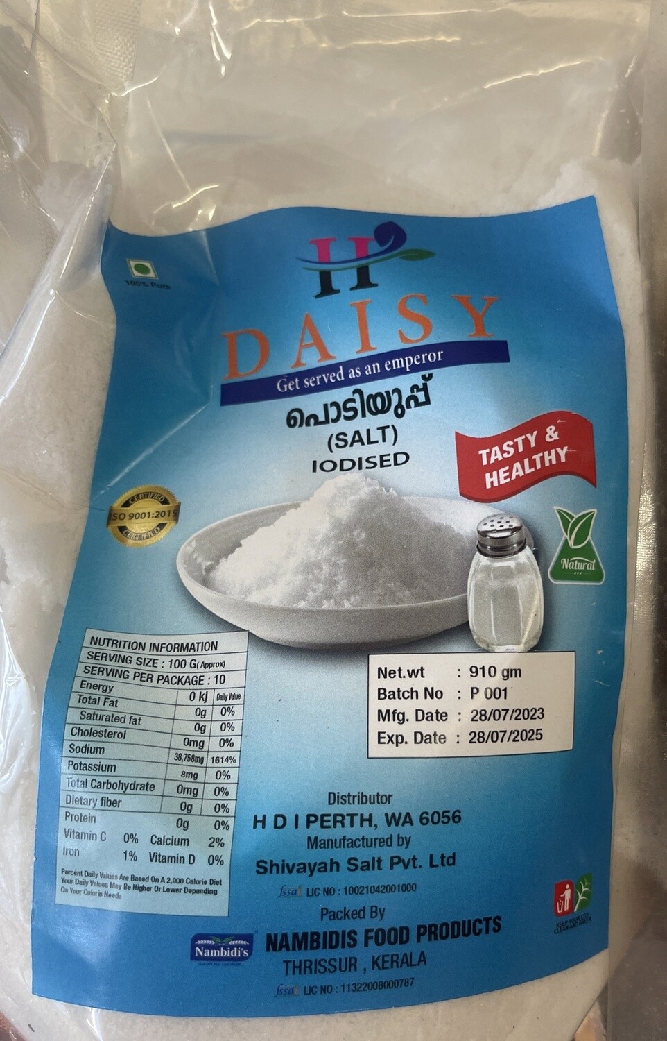 HDI DAISY IODIZED SALT 910G