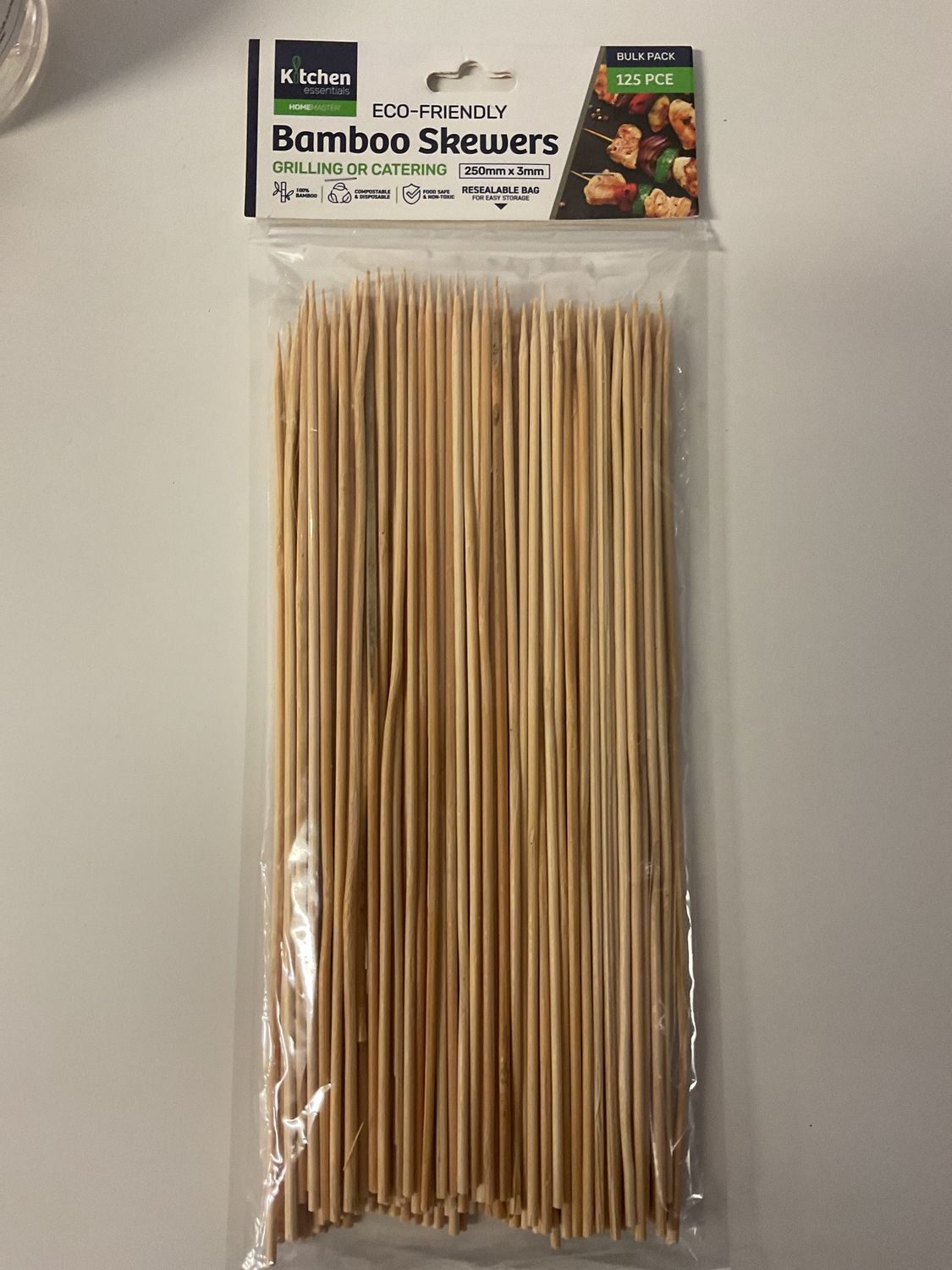 *KITCHEN ESSENTIALS BAMBOO SKEWERS 300MM X 4MM