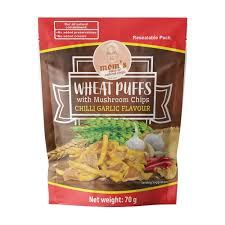 WHEAT PUFFS W/ MUSHROOM CHIPS CHILLI GARLIC FLAVOUR 70G