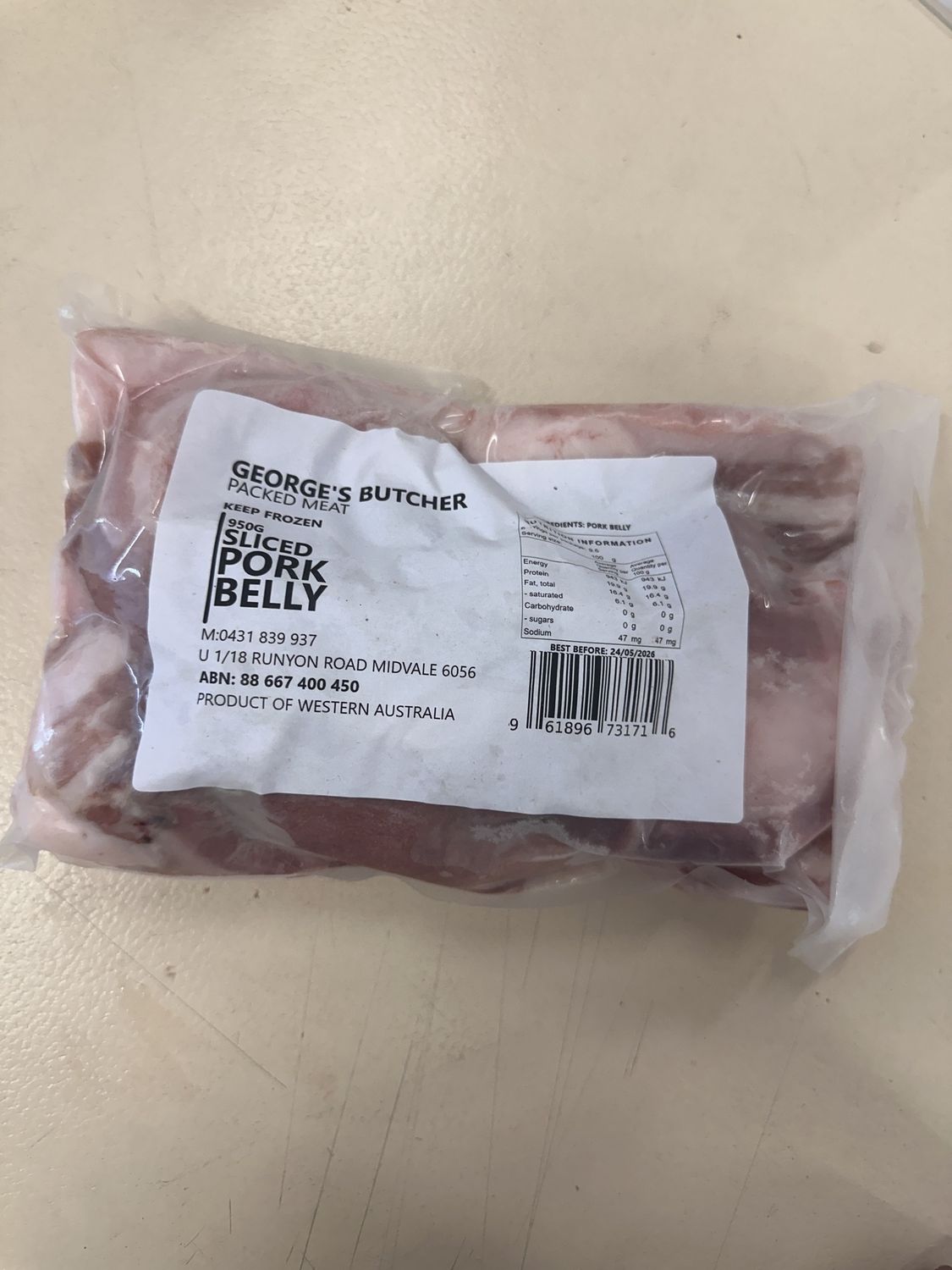 SLICED BELLY 950G