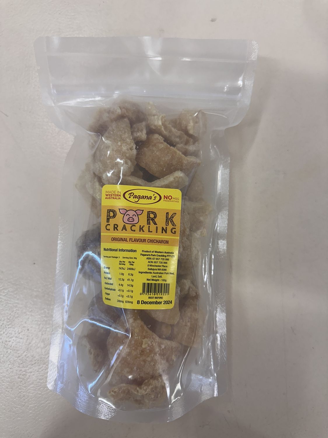 *PAGANAS PORK CRACKLING ORIGINAL FLAVOUR  100G