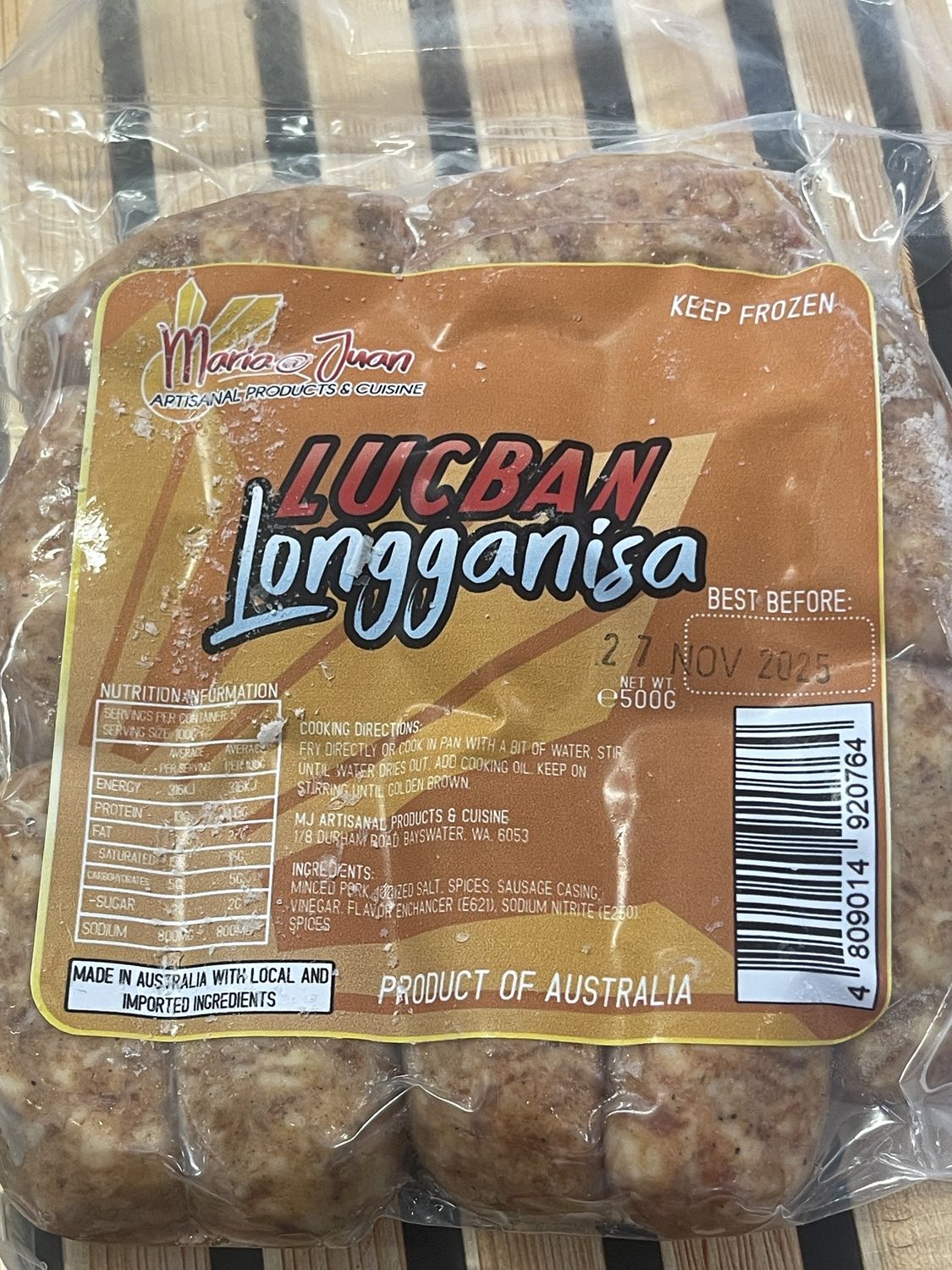 MJ LUCBAN LONGGANISA  e500G
