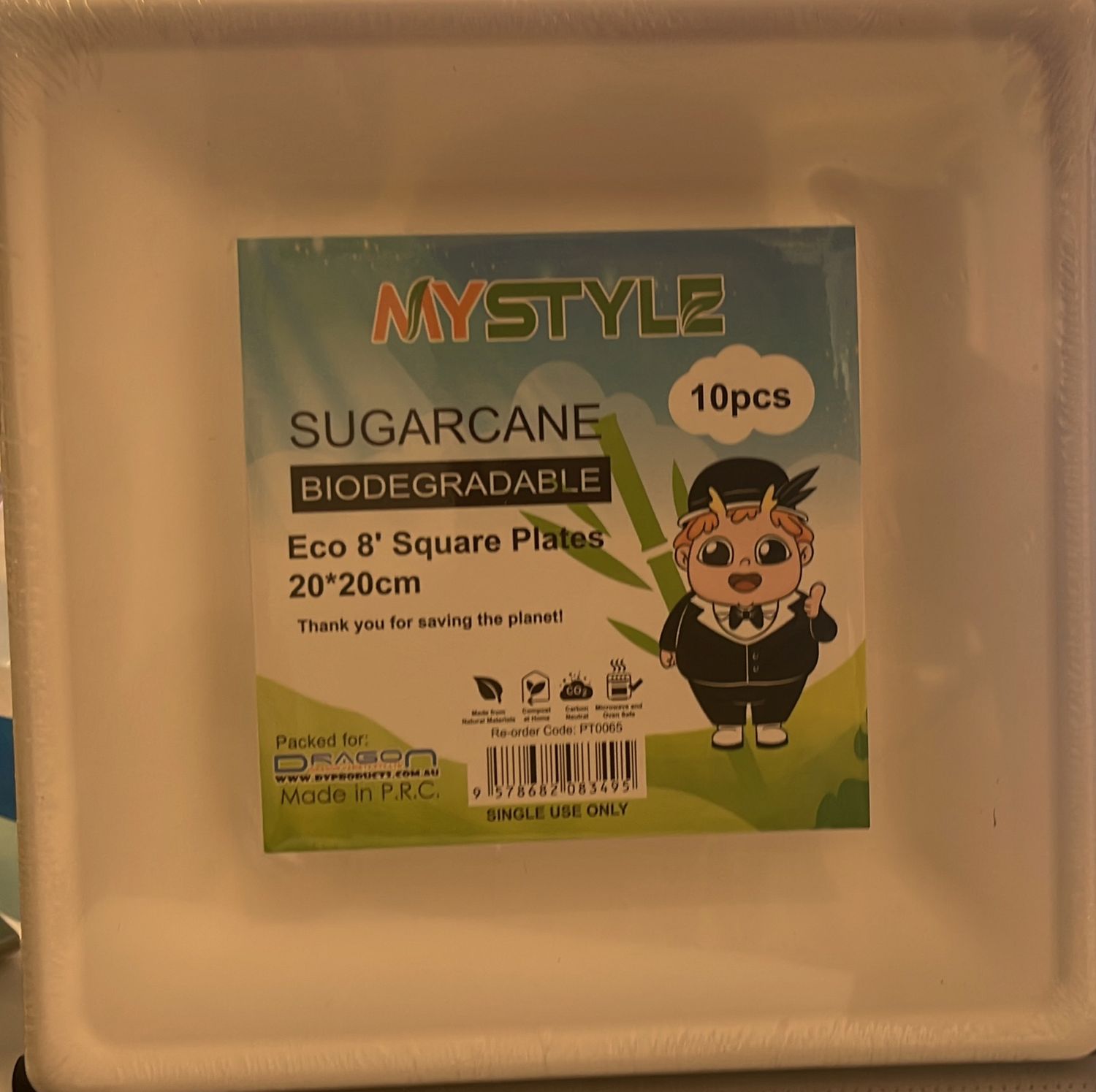 *MYSTYLE 8&#39; SQUARE PLATES 10PCS /PCK