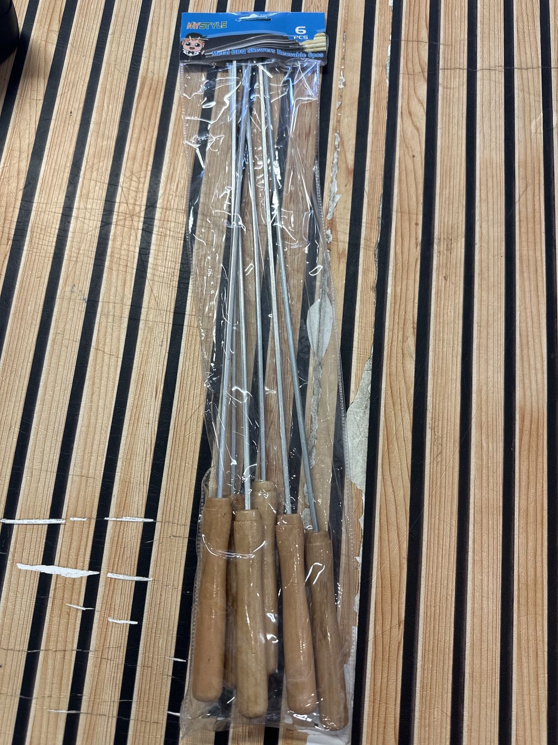 *MYSTYLE METAL BBQ SKEWERS REUSABLE 6PCS