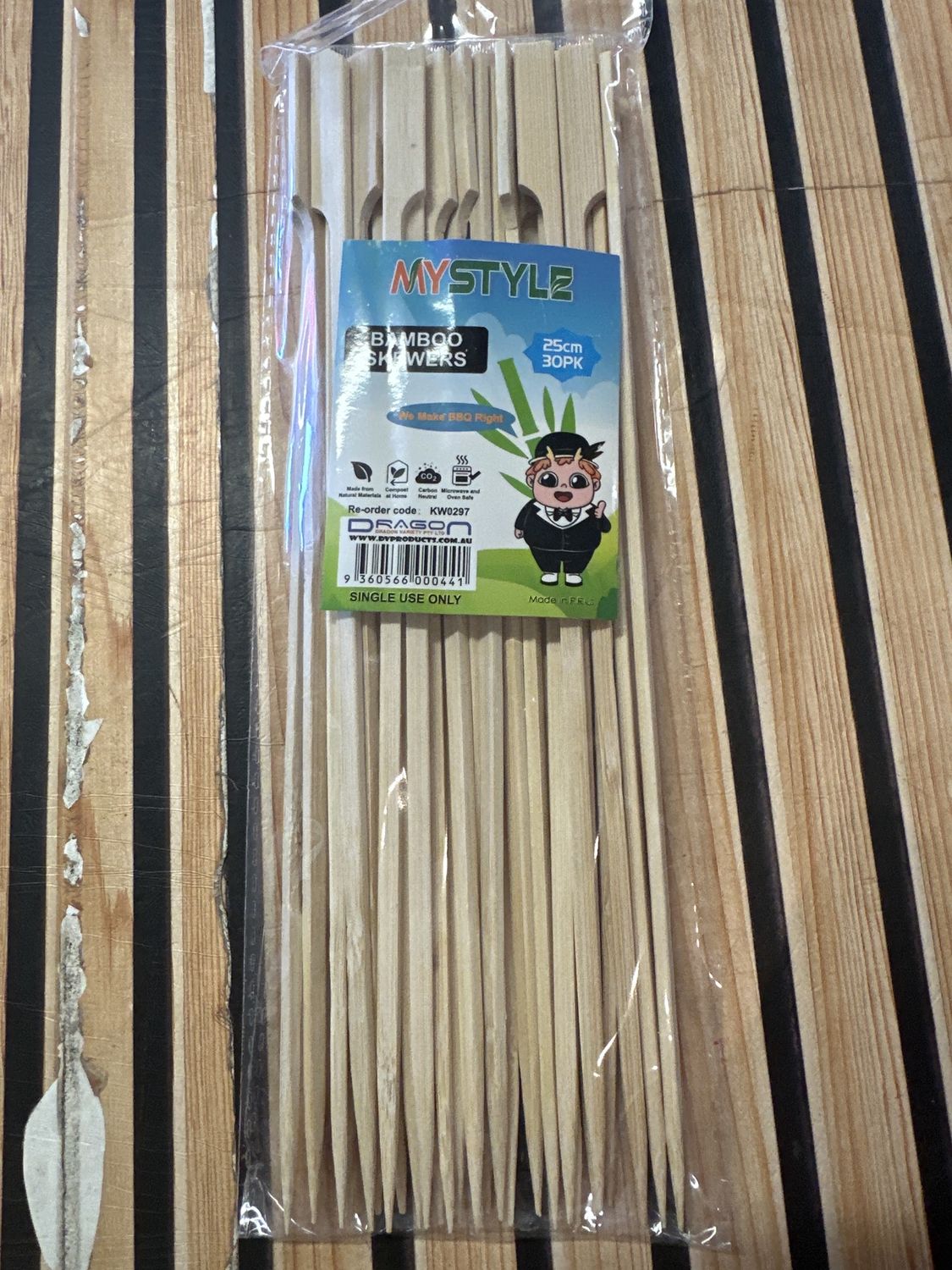 *MYSTYLE BAMBOO SKEWERS  25CM *30PK