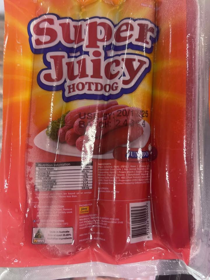 SUPER JUICY HOTDOG JUMBO 450G
