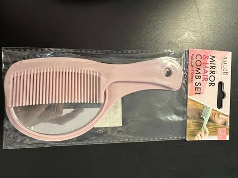 * SWOSH MIRROR &amp; HAIR COMB SET 2PK