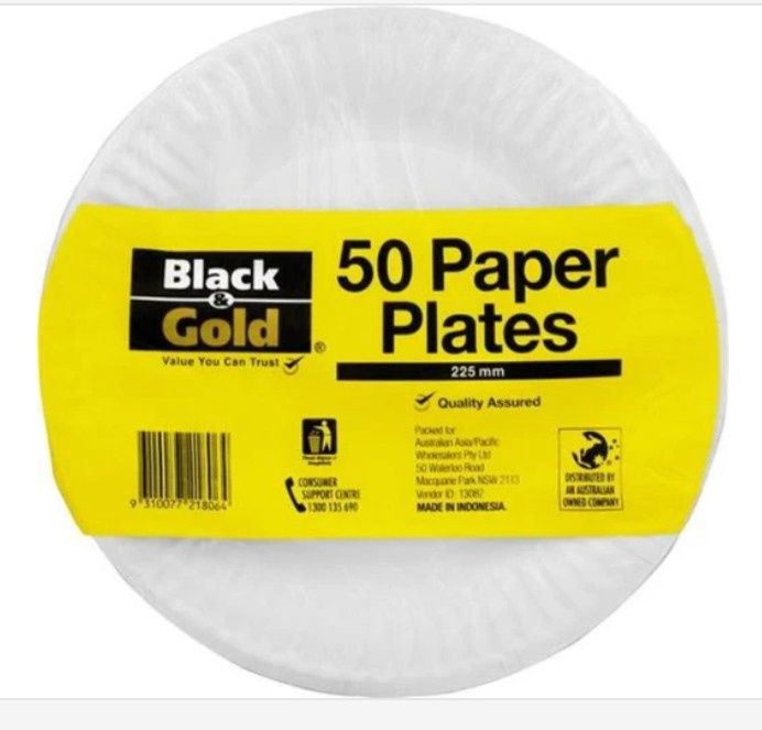 *B/GOLD PAPER PLATE 50PCS