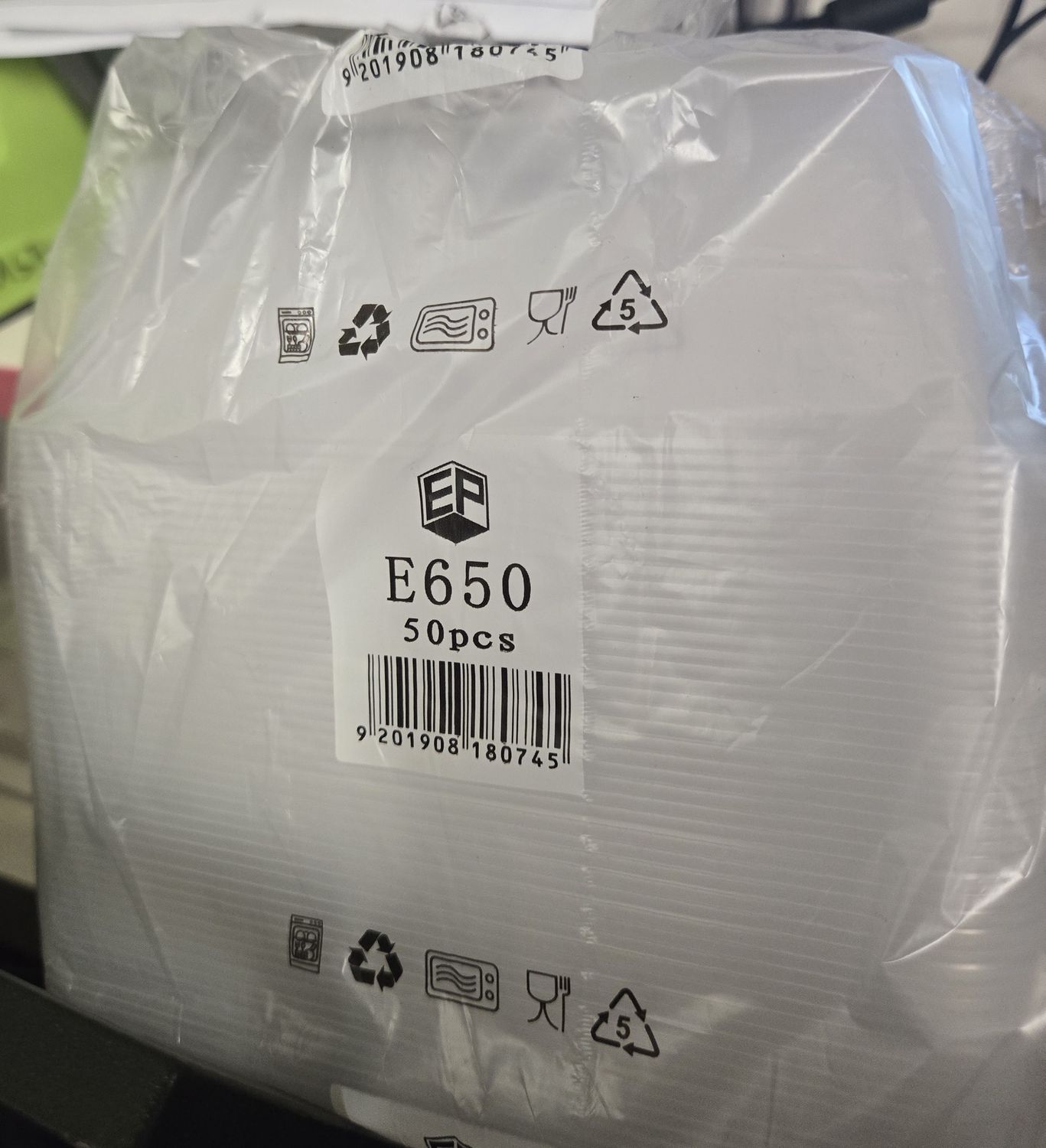 *E650 RECT. CLEAR CONTAINER 50PCS