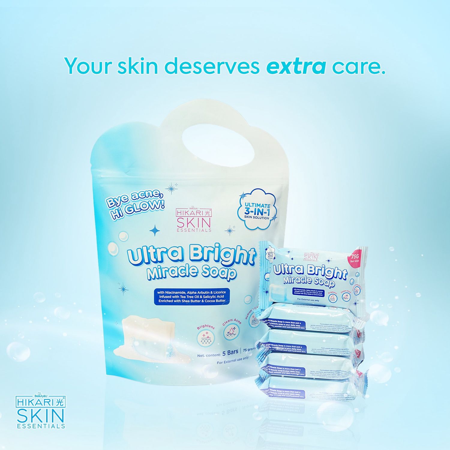 HIKARI SKIN ULTRA BRIGHT MIRACLE SOAP 3N1*5BARS