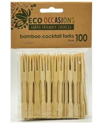 *FORKS COCKTAIL BAMBOO 9CM