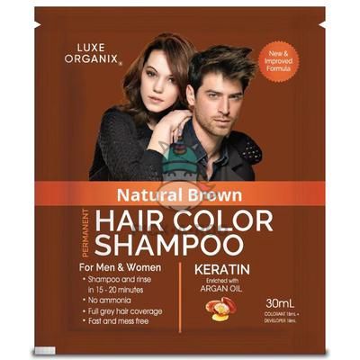 LUXE ORGANIX HAIR CLR SHAMPOO NAT. BROWN 40 ML