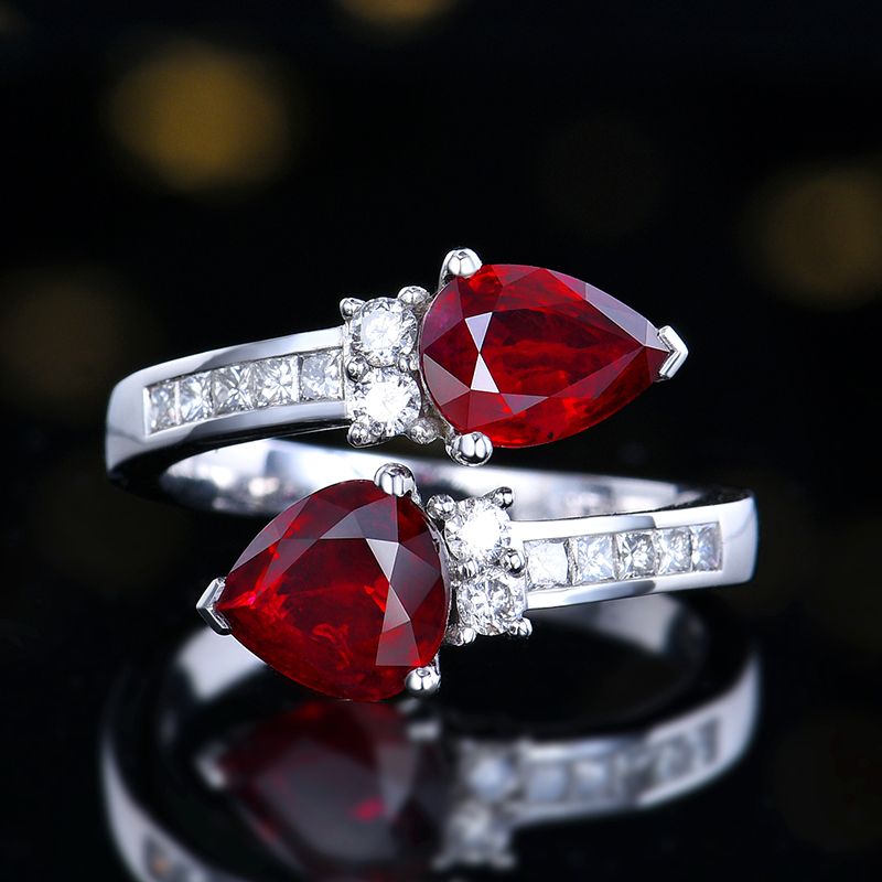 2 ct Elegant Twin Pigeon Blood Red Ruby Ring