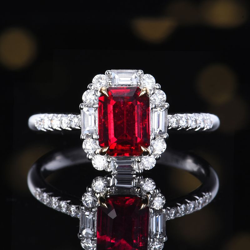1 ct Regal Octagonal Pigeon Blood Red Ruby Ring