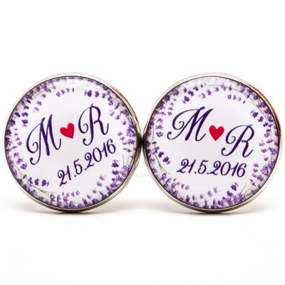 Levanduľové s iniciálami a dátumom