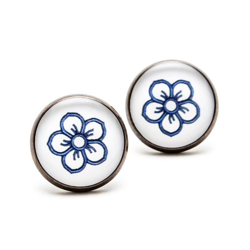 Séria Folk minimal - Kvetinka ornament modrý
