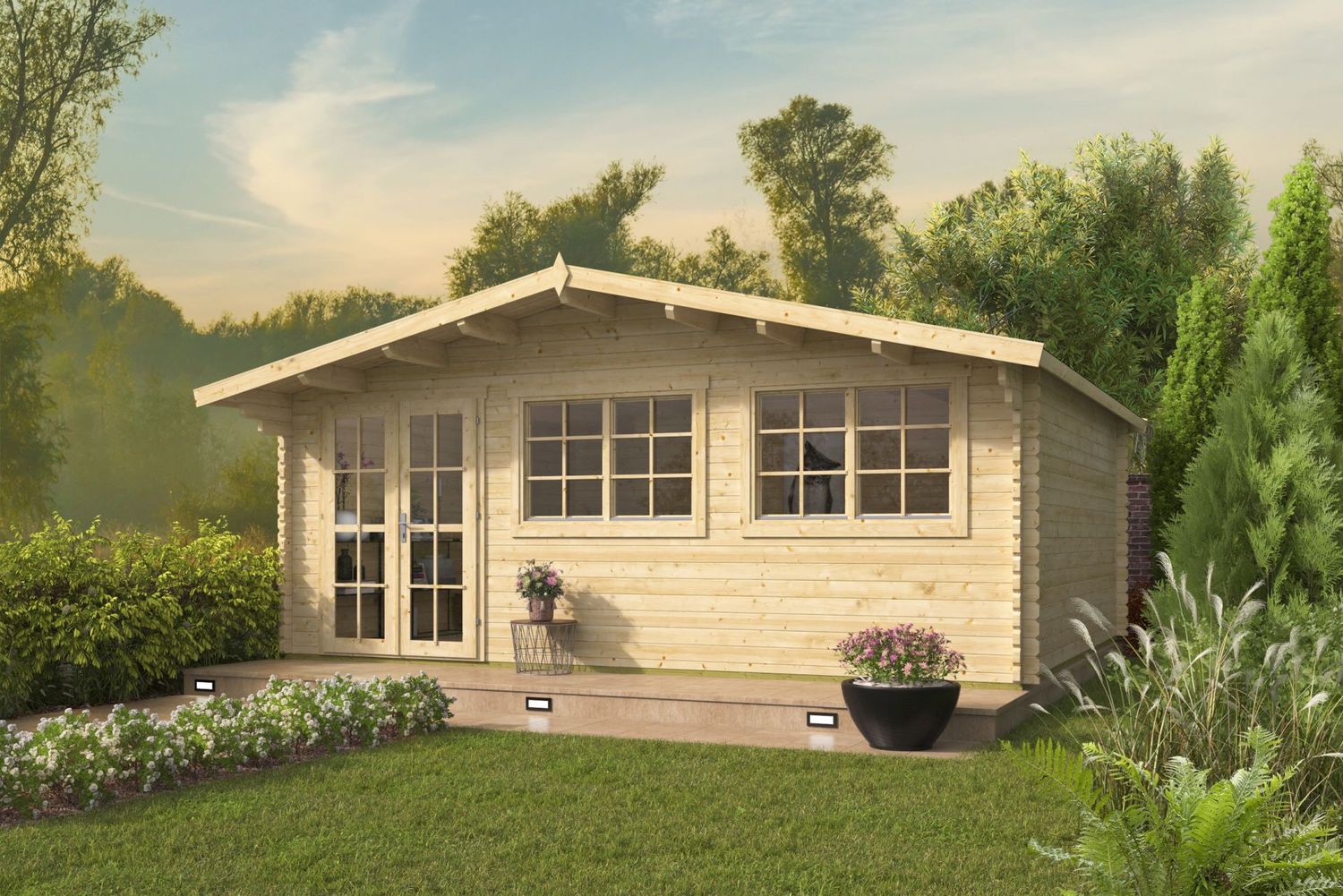 Blokhut Tova 595 x 565 x 263cm + luifel Wanddikte 44 mm