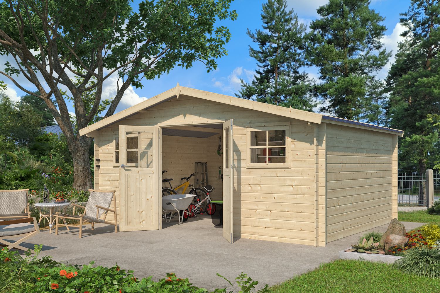 Woodlands blokhut Hudson XL 505 x 385 x 248 cm Wanddikte 28 mm