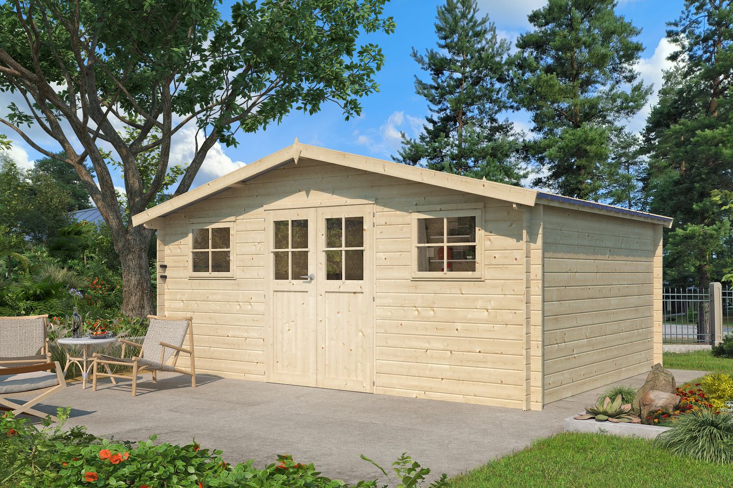 Woodlands blokhut Hudson XL 505 x 385 x 248 cm Wanddikte 28 mm