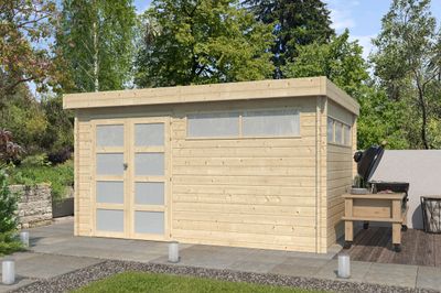 Woodlands blokhut Modern 415 x 295 x 230 cm met isolatie dak Wanddikte 44 mm