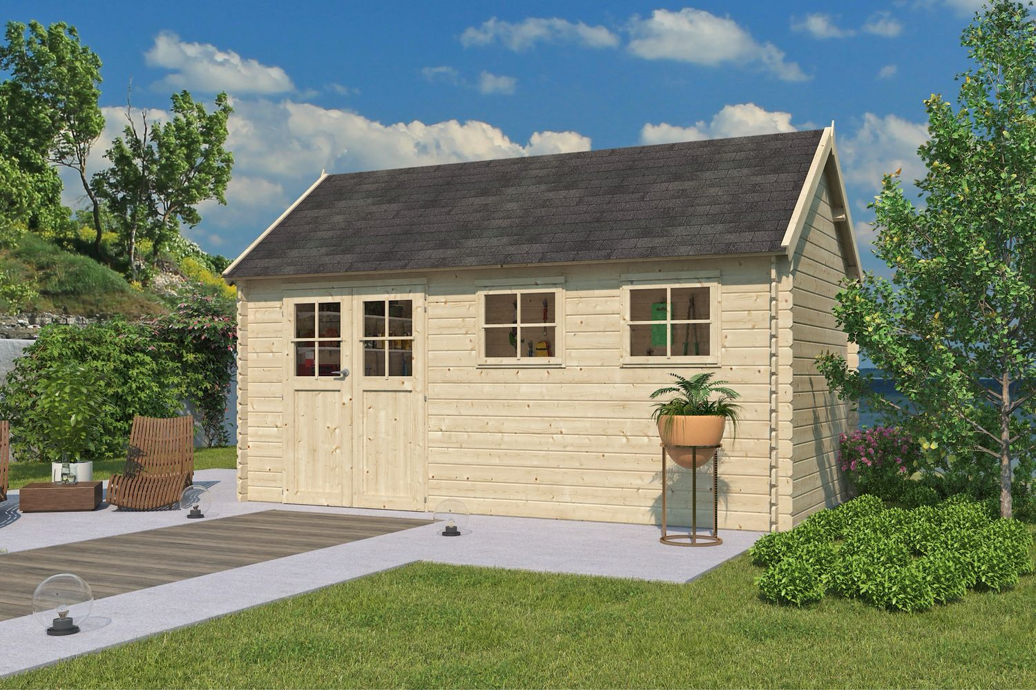 Woodlands Blokhut gloucester XL 505 x 295 cm Wanddikte 28 mm