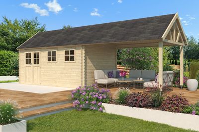 Woodlands Blokhut gloucester XL 880 x 295 cm Wanddikte 28 mm