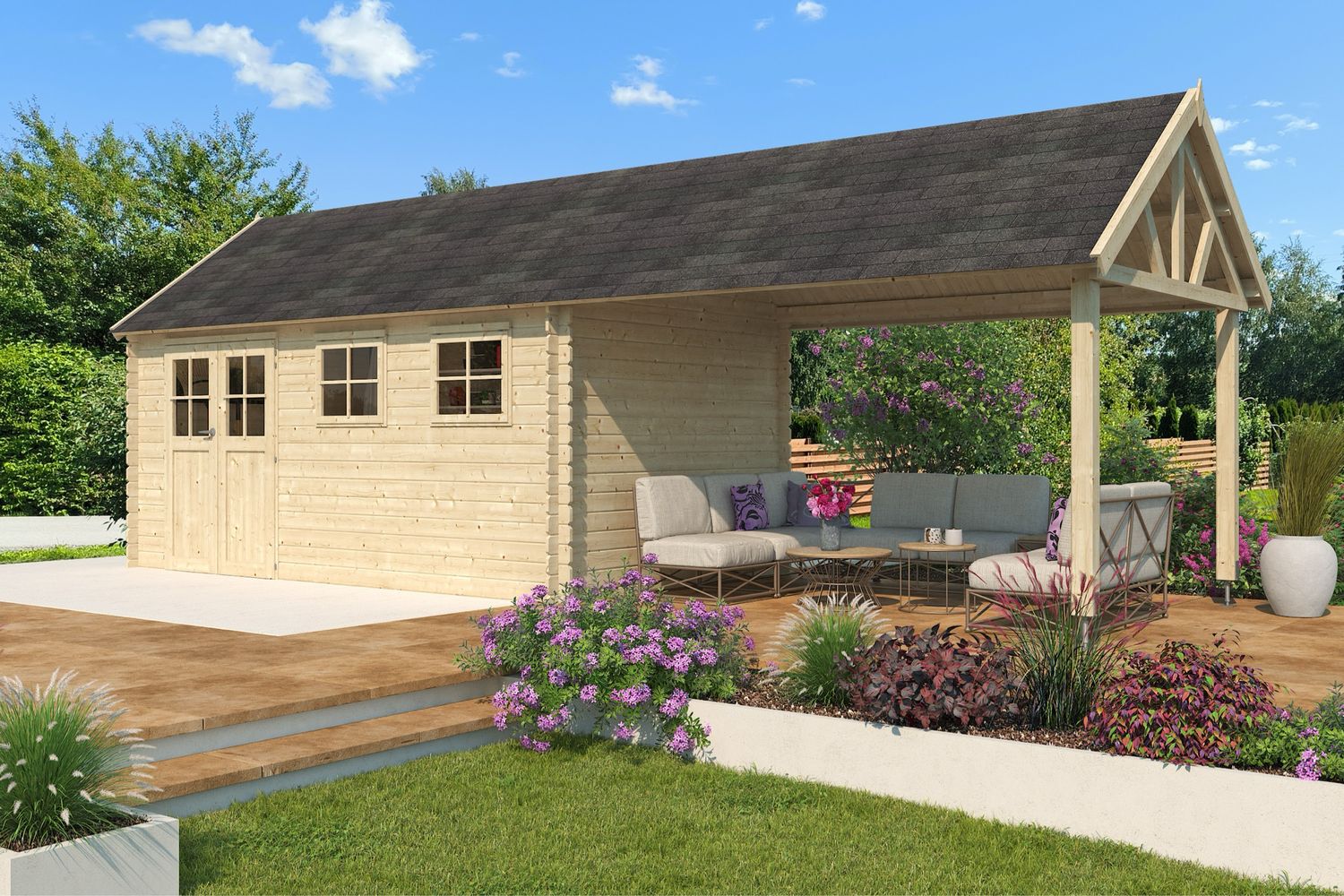 Woodlands Blokhut gloucester XL 880 x 295 cm Wanddikte 28 mm