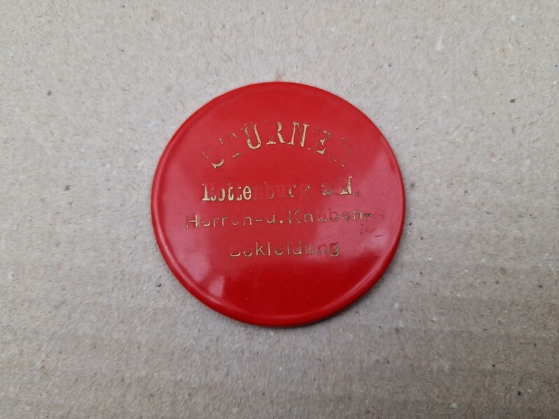 Alter runder Taschenspiegel mit Reklame / Rottenburg.