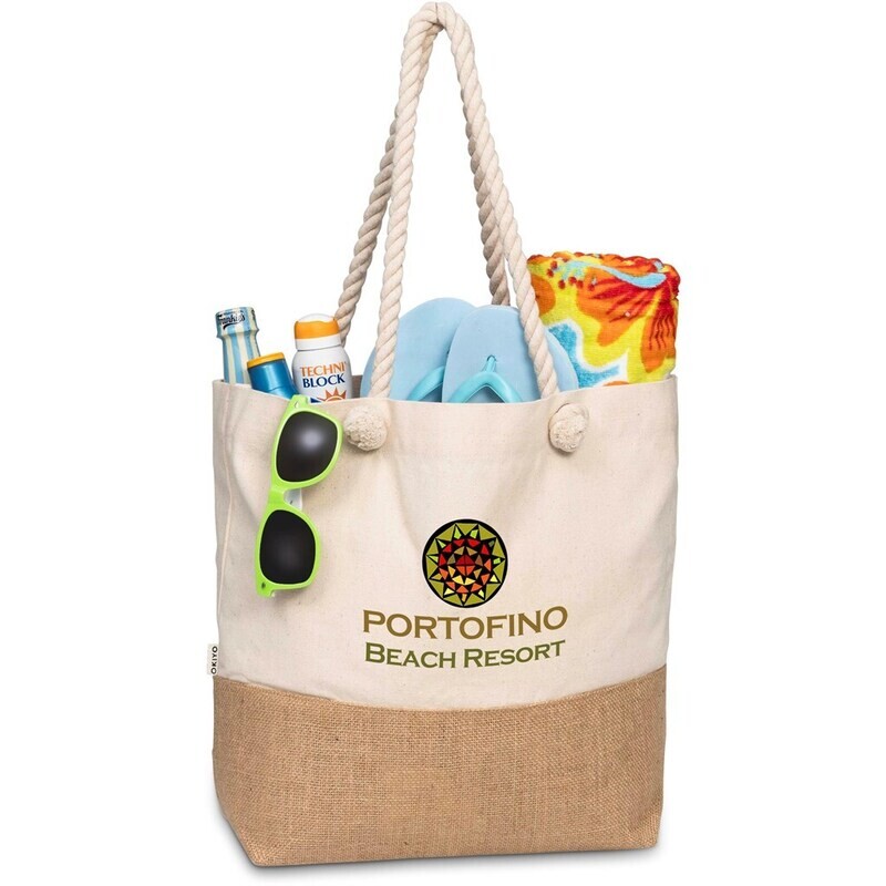 Okiyo Suna Jute &amp; Cotton Beach Bag