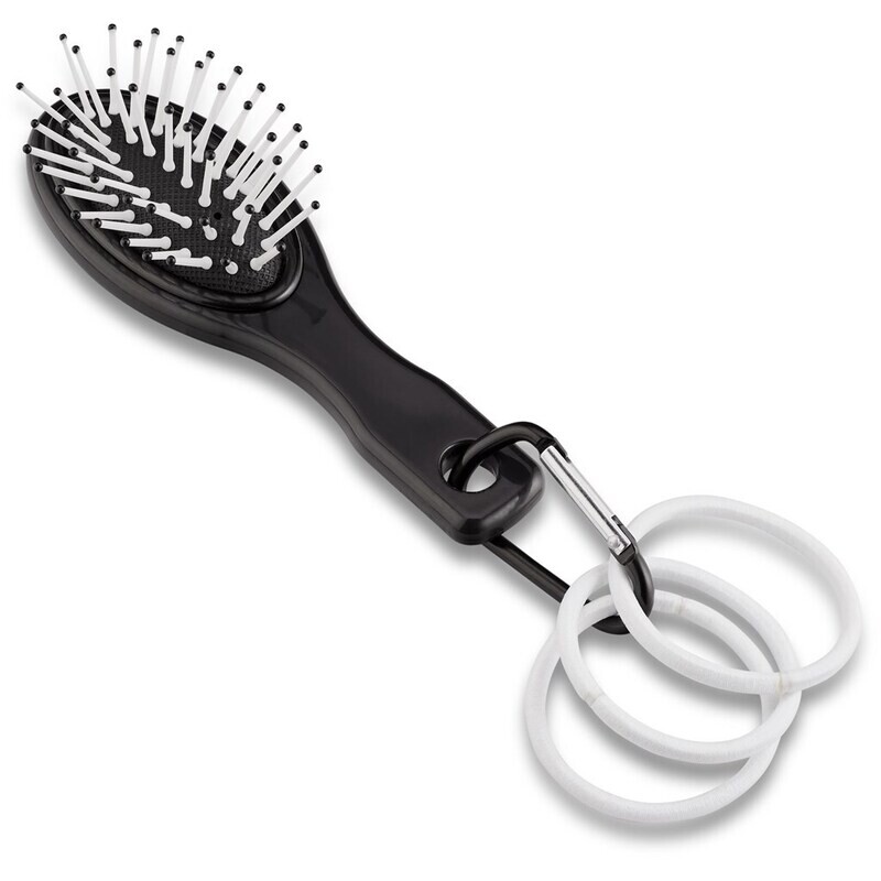 Anastasia Carabiner Brush &amp; Elastic Bands - Solid White