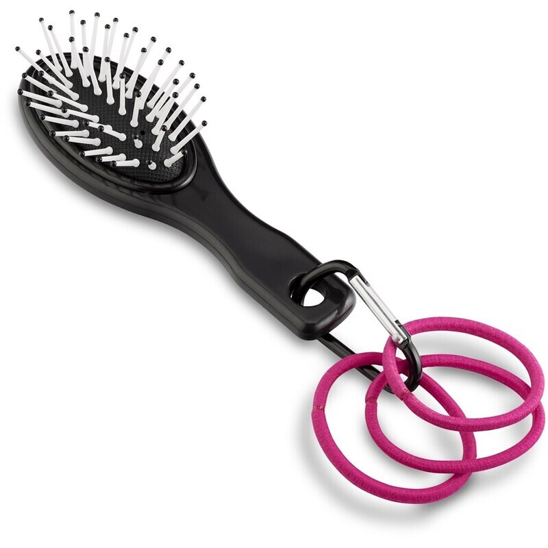 Anastasia Carabiner Brush &amp; Elastic Bands - Pink