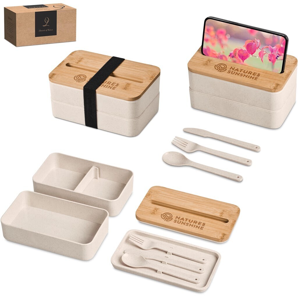 Okiyo Dura Wheat Straw Lunch Box &amp; Phone Stand