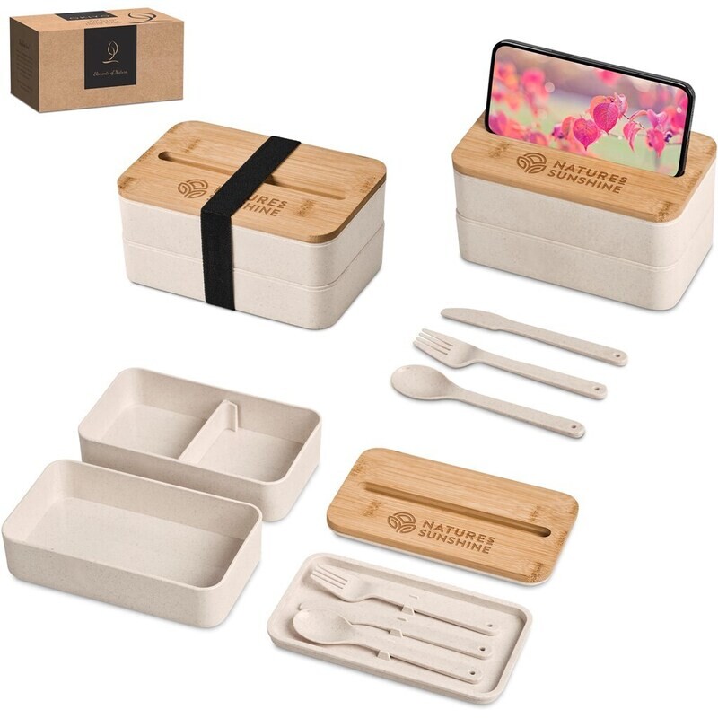 Okiyo Dura Wheat Straw Lunch Box &amp; Phone Stand