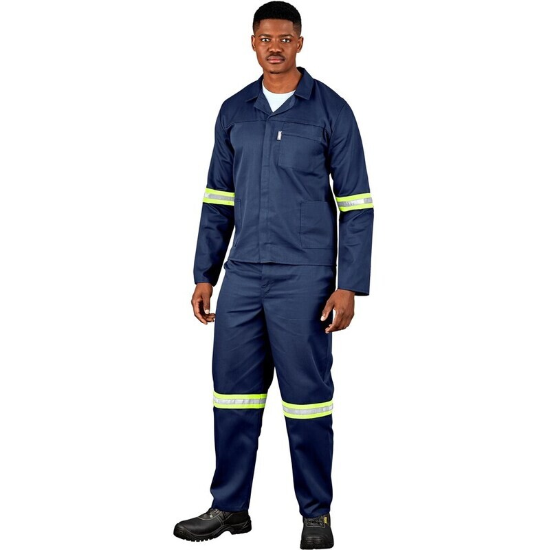 Trade Polycotton Conti Suit - Reflective Arms &amp; Legs - Yellow Taped