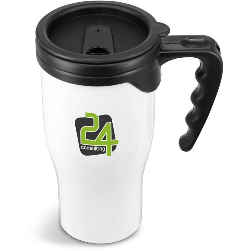 Jazzy Double-Wall Mug - 410ml - Solid White