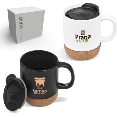 Serendipio Sienna Cork &amp; Ceramic Coffee Mug - 340ml