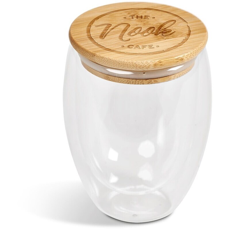 Okiyo Moco Glass &amp; Bamboo Double-Wall Cup - 350ml