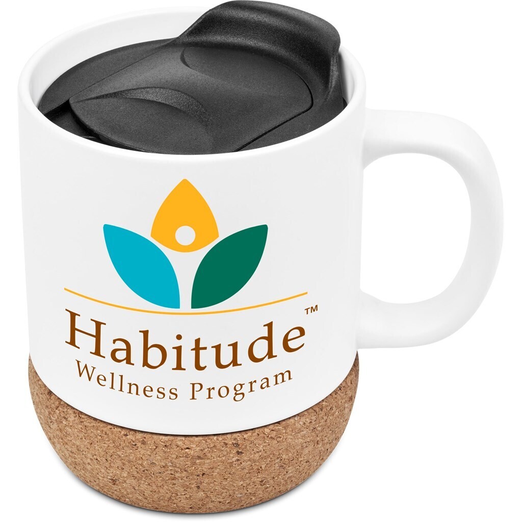 Serendipio Sienna Cork &amp; Ceramic Sublimation Coffee Mug - 340ml